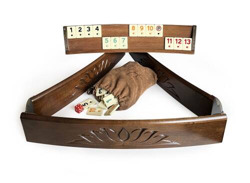 Tuana Game Masif Doğal Ahşap Oval Okey Takımı Oymalı - 7