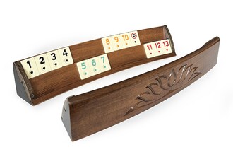 Tuana Game - Hand Carved Rummikub Set Elliptic Massive Wooden Oval Game Set, Rummy Cube Set, Okey Game Set, Tile Rummy