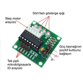 ULN2003 Step Motor Driver Sürücü Modül - Thumbnail