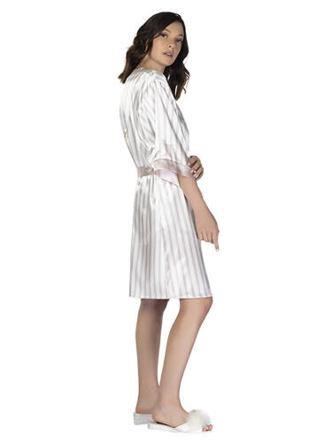 U&ME Bride Stripe Saten Sabahlık Pudra - 3