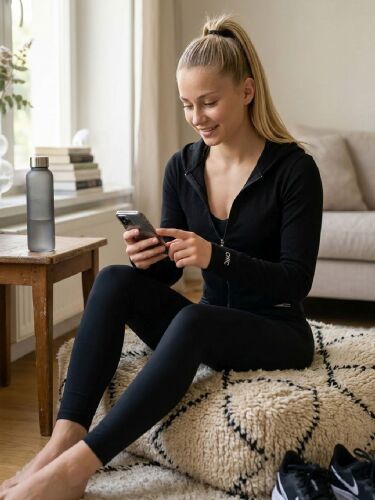 U&ME Kapüşonlu Dar Kesim Boydan Fermuarlı Crop Slim Fit Ribana Kadın Sweatshirt Siyah - 2