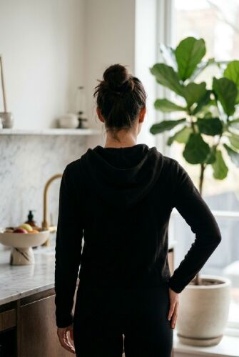 U&ME Kapüşonlu Dar Kesim Boydan Fermuarlı Crop Slim Fit Ribana Kadın Sweatshirt Siyah - 4