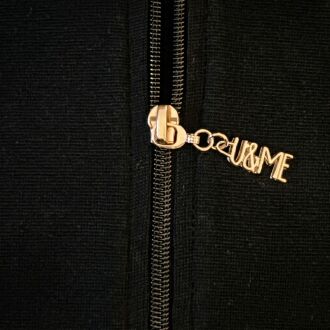 U&ME Kapüşonlu Dar Kesim Boydan Fermuarlı Crop Slim Fit Ribana Kadın Sweatshirt Siyah - 5