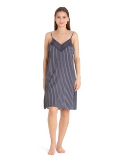 U&ME Line Saten Gecelik Sabahlık 2'li Takım Lacivert - 4