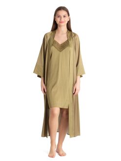 U&Me Satin Nightgown Nightwear Peignoir Lingerie Set Green