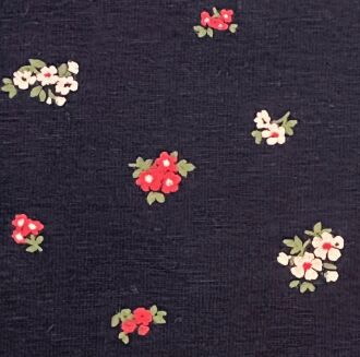 U&ME Midnight Bloom Mini Çiçek Desenli Kadın İp Askılı Yazlık Pamuk Kısa Gecelik, Ev Elbisesi Lacivert - 5