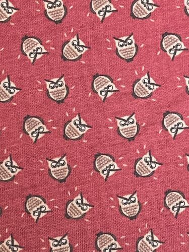 U&ME Owl Mini Baykuş Desenli Uzun Kollu Cepli Pamuk Kadın Gecelik, Rahat Ev Giyimi Kırmızı - 5