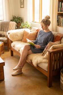 U&ME Owl Mini Baykuş Desenli Uzun Kollu Cepli Pamuk Kadın Gecelik, Rahat Ev Giyimi Lacivert - 2