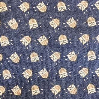 U&ME Owl Mini Baykuş Desenli Uzun Kollu Cepli Pamuk Kadın Gecelik, Rahat Ev Giyimi Lacivert - 4