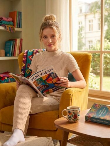 U&ME Ribbed Balıkçı Yaka Kısa Kollu Kadın Eşofman Takımı Ekru - 3