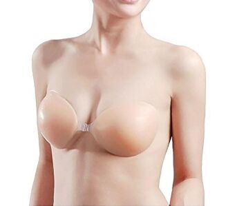 U&ME Silikon Dolgulu Et Sütyen, Yapışkanlı Straplez Dekolte ve Sırtı Açık Kıyafetler İçin Görünmez Kadın Sütyen Ten Rengi