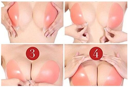 U&ME Silikon Dolgulu Et Sütyen, Yapışkanlı Straplez Dekolte ve Sırtı Açık Kıyafetler İçin Görünmez Kadın Sütyen Ten Rengi - 4