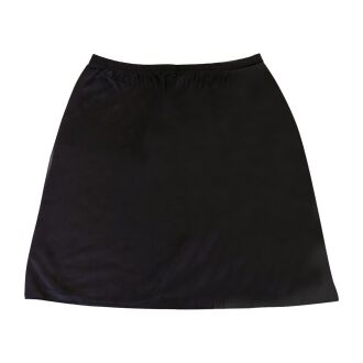 U&ME Tek Yırtmaç Diz Üstü Kadın Jupon Etek Altı Astar İçlik, Kaygan Kumaş Rahat Kısa Jupon Siyah - 5