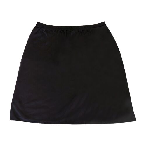 U&ME Tek Yırtmaç Diz Üstü Kadın Jupon Etek Altı Astar İçlik, Kaygan Kumaş Rahat Kısa Jupon Siyah - 5