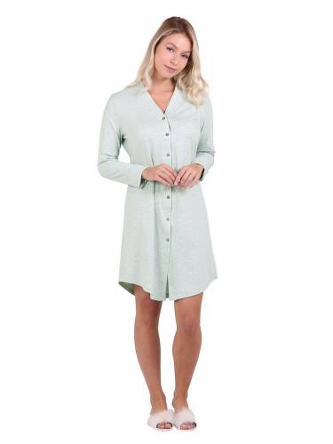 U&Me V Yaka Gömlek Elbise Mint Yeşil - 1