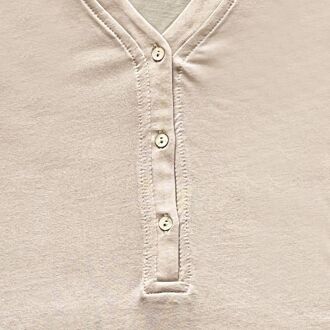 U&ME V Yaka Üç Düğmeli Uzun Kollu Kadın Gecelik Pamuk Viskon Yumuşak İnce Kumaş Diz Boyu Ev Elbisesi Somon - 5