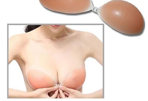 U&ME Yapışkanlı Silikon Et Sütyen, Dolgusuz Boş Kap Straplez Dekolte ve Sırtı Açık Kıyafetler İçin Görünmez Kadın Sütyen Ten Rengi - 3