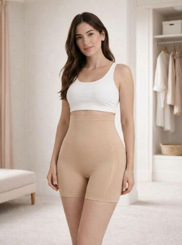 U&ME Yüksek Bel Paçalı Slim Fit Kadın Korse, Karın Düzleştirici, Kalça Toparlayıcı, İncelten Şekillendirici Shapewear Ten - 1