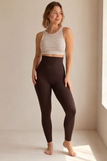 U&ME Yüksek Bel Uzun Korse Tayt, Karın Toparlayıcı Kalça Şekillendirici İncelten Slim Fit Kadın Shapewear Kahverengi 