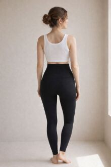 U&ME Yüksek Bel Uzun Korse Tayt, Karın Toparlayıcı Kalça Şekillendirici İncelten Slim Fit Kadın Shapewear Siyah - 4