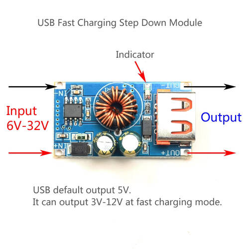 USB DC Step-Down Modül 12V24V to QC3.0 Mobil Telefon Hızlı Şarj Modülü QCMINI