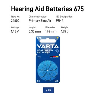VARTA Kulaklık ve İşitme Cihazı Pili 6'lı Paket No:675 - Thumbnail