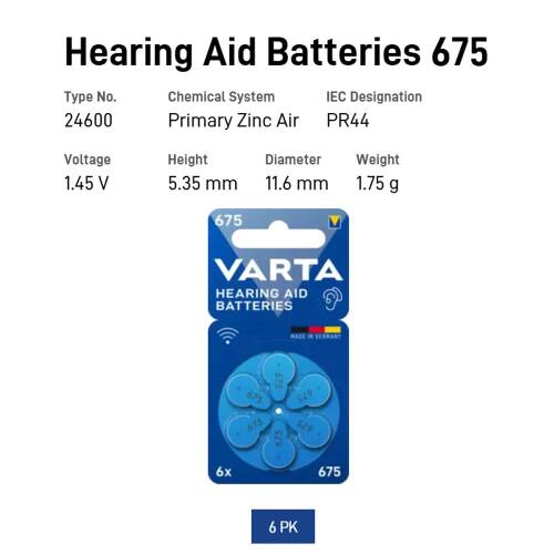 VARTA Kulaklık ve İşitme Cihazı Pili 6'lı Paket No:675 - 3