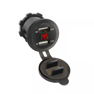 Voltmetreli USB Portu 4.2A 12V 24V Kırmızı Led Işıklı 