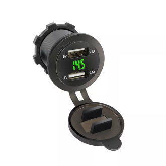 Voltmetreli USB Portu 4.2A 12V 24V Yeşil Led Işıklı 