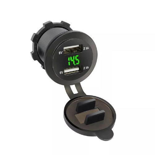 Voltmetreli USB Portu 4.2A 12V 24V Yeşil Led Işıklı - 1