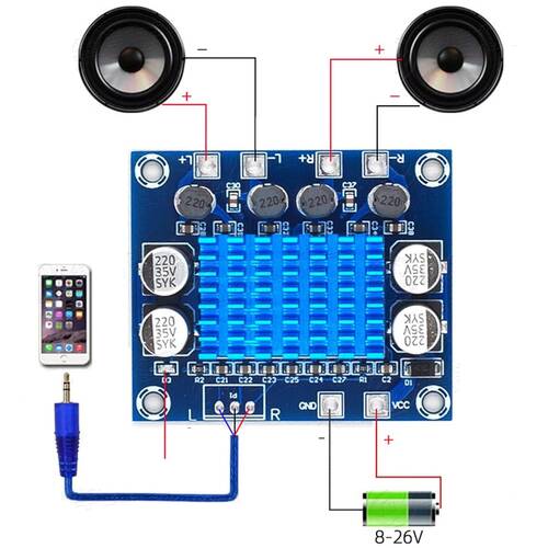 XH-A232 HD Dijital Audio Ses Güç Amplifikatörü Arttırıcı Modül 12V24V Ses Genişletme Kartı Dual Kanal 30W