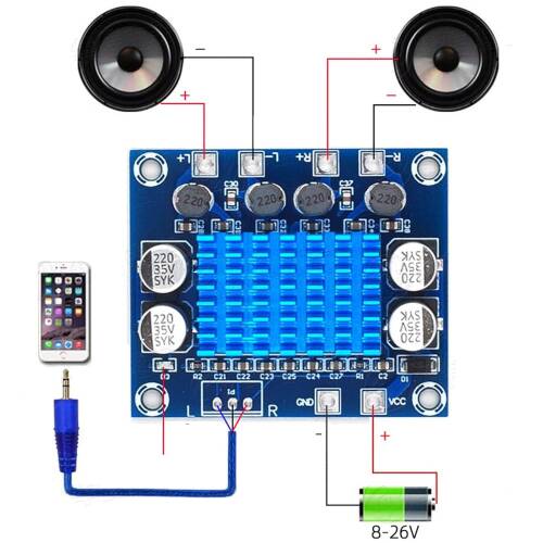 XH-A232 HD Dijital Audio Ses Güç Amplifikatörü Arttırıcı Modül 12V24V Ses Genişletme Kartı Dual Kanal 30W - 2