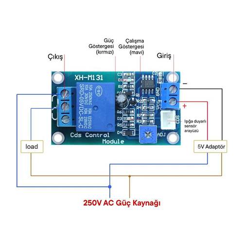 XH-M131 5V Işık Kontrol Sensör Röle Kartı Otomatik Parlaklık Kontrol