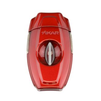 Xikar VX2 V-Cut Puro Kesici, Paslanmaz Çelik Bıçak, 64 Ring Gauge Uyumlu Derin V Kesim Profesyonel Puro Makası, Ergonomik Tek Elle Kullanım Kırmızı 