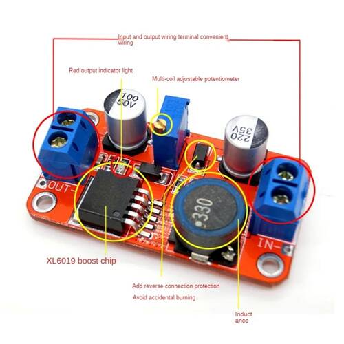 XL6019DC-DC Ayarlanabilir Güç Arttırım Modülü 5A