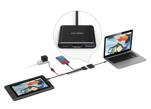 XP-Pen 3'ü Bir Arada Çok Fonksiyonlu USB-C Hub (Type C'den USB+HDMI+PD'ye)