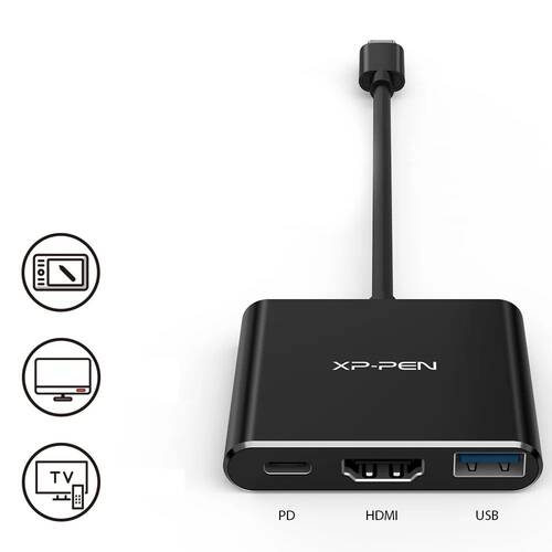 XP-Pen 3'ü Bir Arada Çok Fonksiyonlu USB-C Hub (Type C'den USB+HDMI+PD'ye)