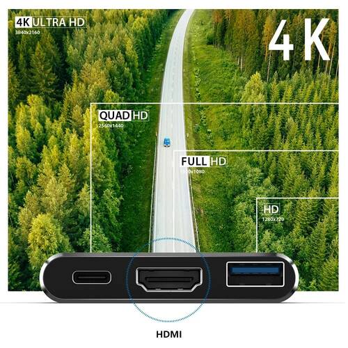 XP-Pen 3'ü Bir Arada Çok Fonksiyonlu USB-C Hub (Type C'den USB+HDMI+PD'ye)