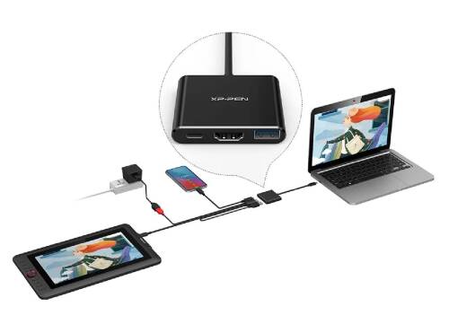 XP-Pen 3'ü Bir Arada Çok Fonksiyonlu USB-C Hub (Type C'den USB+HDMI+PD'ye) - 2