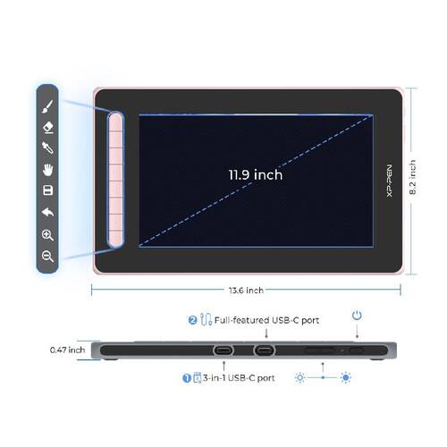 XP-Pen Artist 12 2nd Generation Grafik Ekran Tablet Pembe