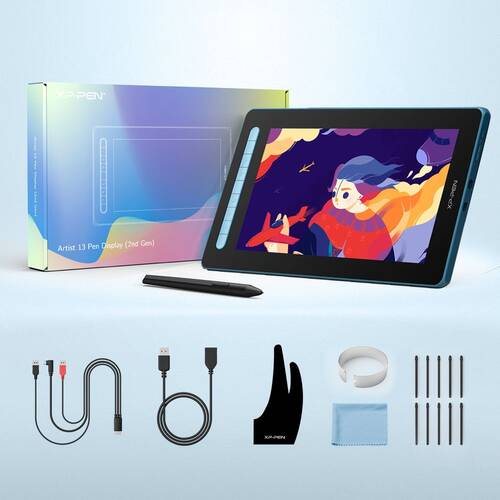 XP-Pen Artist 13 2nd Generation Grafik Ekran Tablet Mavi- Açık Ambaj