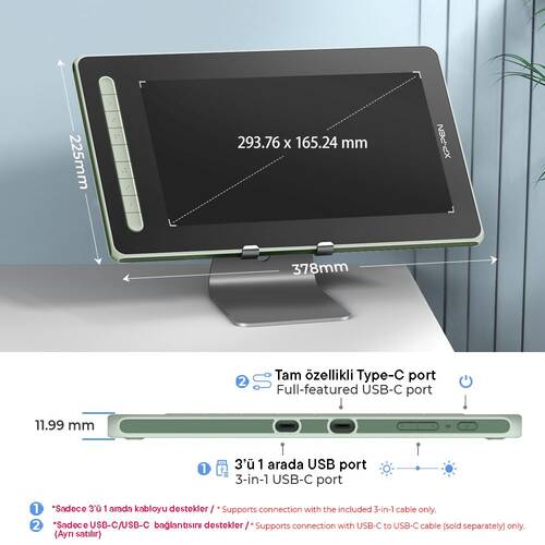 XP-Pen Artist 13 2nd Generation Grafik Ekran Tablet Yeşil
