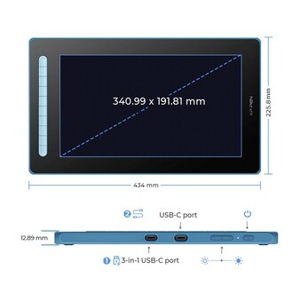 XP-Pen Artist 16 2nd Generation Grafik Ekran Tablet Mavi--AÇIK AMBALAJ - Thumbnail