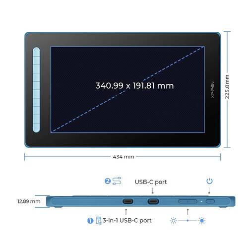 XP-Pen Artist 16 2nd Generation Grafik Ekran Tablet Mavi--AÇIK AMBALAJ