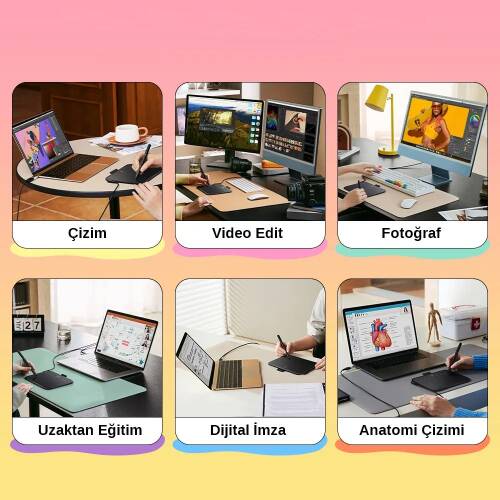 XP-Pen Deco 640 Grafik Tablet 16K 60 Derece Tilt 8 Kısayol - 3