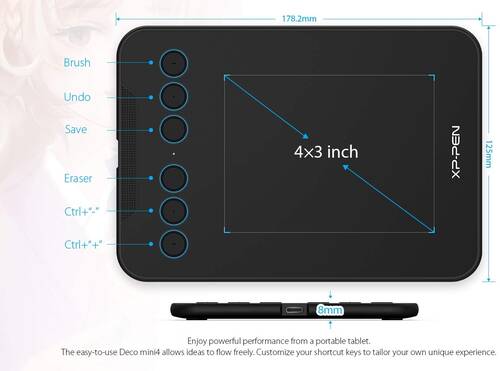 XP-Pen Deco Mini4 Grafik Tablet Android Windows iOS-AÇIK AMBALAJ