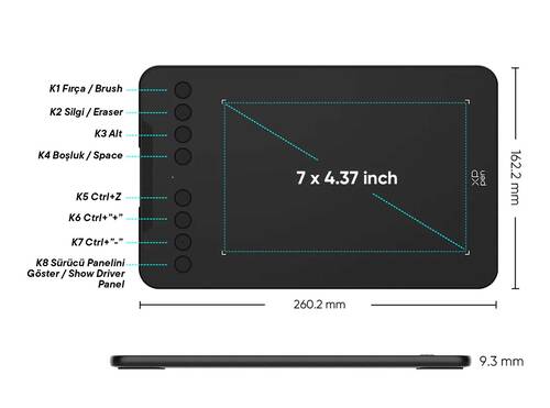 XP-Pen Deco Mini7 V2 Grafik Tablet 16K Android Windows