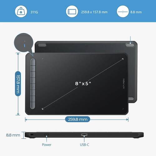 XP-Pen Deco MW Bluetooth Kablosuz Grafik Tablet Siyah-Açık Ambalaj