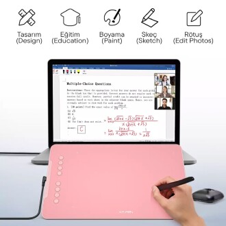 XP-Pen DECO01 V3 Grafik Tablet 16K 8 Kısayol Pembe - 3