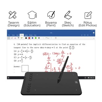 XP-Pen DECO01 V3 Grafik Tablet 16K 8 Kısayol Siyah - 3
